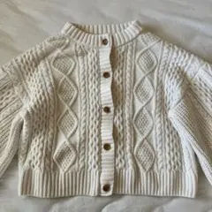 ケーブル編み ニット カーディガン 白 オフホワイト