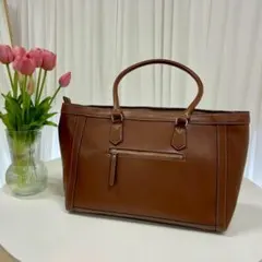 新品 大容量 ブラウン トートバッグ レディース 合皮 通勤 通学 収納豊富