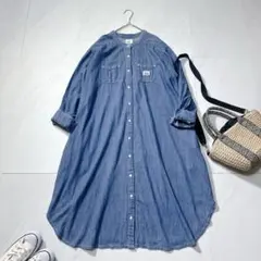 Buddy Lee バンドカラーデニムシャツワンピース マタニティL 体型カバー