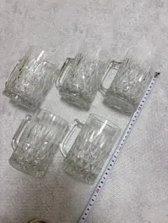 カットガラスビールジョッキ5個セット
