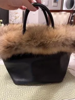 ファー トートバッグ ブラック
