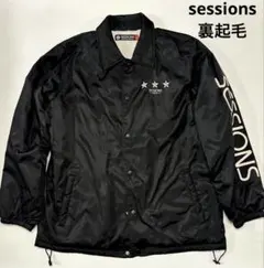 SESSIONS 裏起毛 ブラック ナイロン コーチジャケット