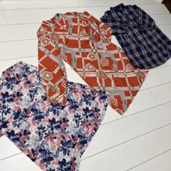 昭和レトロ　オレンジ幾何学模様フレアスカート　3枚セット