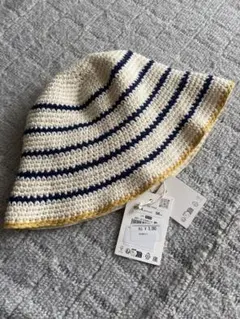 ZARA ボーダー柄 クロシェ編み バケットハット 56cmのサムネイル