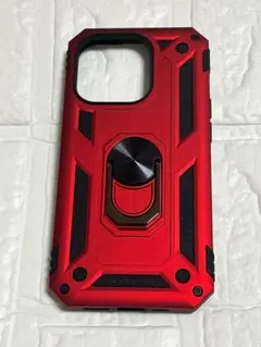 新品✨iPhoneケース レッド 耐衝撃 リング付き マグネット対応