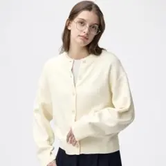 【GU】スウェットライクニット ドルマンスリーブ カーディガンM