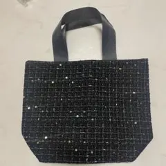 尾州キラキラリボンツイード トートバッグ A4サイズ ブラック サブ