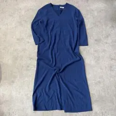L’ESSAGE ジャーナルスタンダード Vネック ロングワンピース 青　ブルー