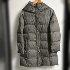 MICHEL KLEIN ミッシェルクラン　フード付きカーキ系ロングダウンコート