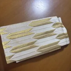 【中古】白金 幾何学模様 半幅帯 手芸