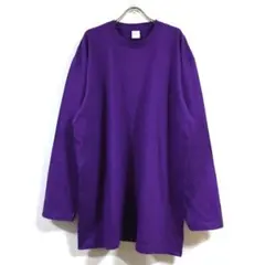 新品 リブ無し ビッグ 長袖 Tシャツ ロンT 無地 メンズ パープル 2XL