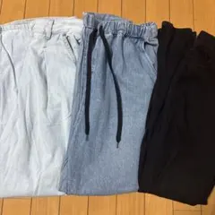 デニムパンツ 3点セット (ライトブルー、ダークブルー、ブラック) 全てMサイズ