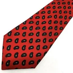 LANVIN ランバン ペイズリー柄 ネクタイ 赤 レッド 高級シルク 総柄