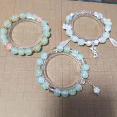 ガラスビーズブレスレット 緑 グリーン系