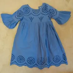 Zara Kids 刺繍入りブルーワンピース 7号