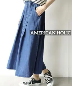 k0500 AMERICAN HOLIC ラップフレアデニムスカート　インディゴのサムネイル