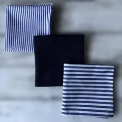 ハンドメイド　ランチクロス　ランチョンマット　ブルー　紺色　ストライプ　無地