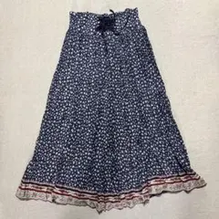 大きいサイズ　花柄フレアスカート LLサイズ ネイビー
