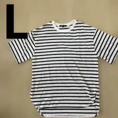 しまむらホワイト×ブラックボーダーTシャツLサイズ