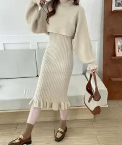 【パンプキンポート】新品タグ付きフリルドルマンニット＆キャミワンピース2点セット