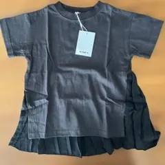 【新品・未使用】ペアマノン　異素材切り替えバックプリーツTシャツ　黒　110cm
