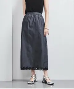 UNITED ARROWS ダンガリー レースコンビ タイトスカートのサムネイル