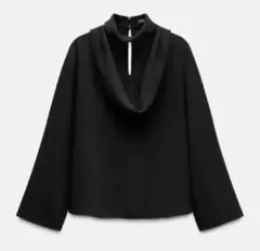 ZARA ザラ　クレープチョーカーシャツ　ブラック　ブラウス M 0027572