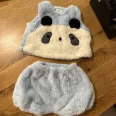 kid's zoo パンダ 着ぐるみベスト 80 水色　秋冬