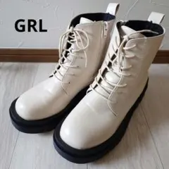 GRL レースアップブーツ アイボリー 厚底 サイドジップ