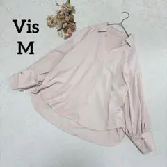 【Vis】スキッパーシャツ M ピンク ゆったりシルエット 上品 春夏 羽織のサムネイル
