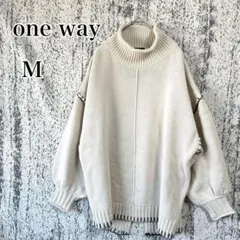 one way アイボリー M ボリュームスリーブセーター ハイネックa4987