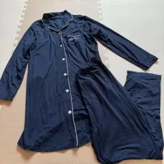 マタニティ 授乳口付パジャマ ネイビー 長袖長ズボン