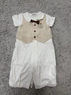 ロンパース チェック柄ベスト付き 50〜70cm