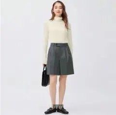 GU ジーユー タックショートパンツ L ダークグレー