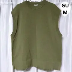 GU Mサイズ オリーブグリーン ノースリーブベスト　安売り　送料無料