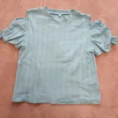 GU 水色 ストライプ Tシャツ 130