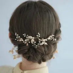 ウェディング ヘッドドレス結婚式 髪飾りブライダル ヘアアクセサリーゴールド