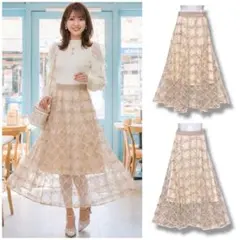 【値下げ交渉◎】【美品】 ゴールドラメ入りシアーチェックフレアスカート