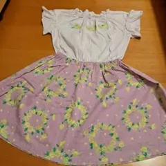 KPレモン刺繍の紫色花柄ワンピース 130cm