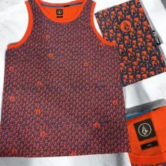 VOLCOM タンクトップ 総柄 オレンジ ネイビー Mサイズのサムネイル