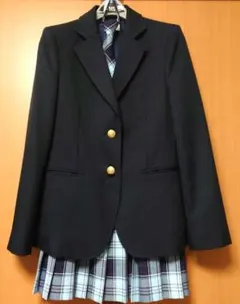 制服風卒業式フォーマル服3点セット ブレザー&チェック柄スカート&ネクタイ入学式