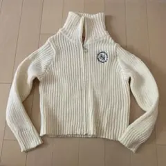 アイボリー リブ編み カーディガン