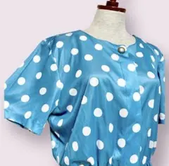 vintageヴィンテージワンピースドット柄ウエストーゴムレトロUSA海外古着