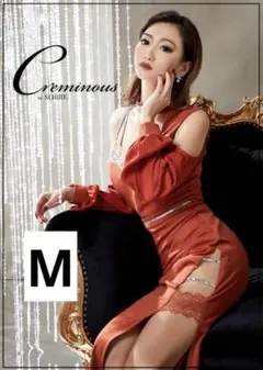 ビジュー袖付ロングドレス オレンジ　M 2209300　sobre ソブレ