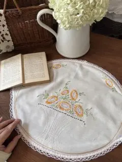 フランスアンティークஐ⋆*花柄刺繍の小さなクロスஐ⋆*お安めスタート\(◡̈)/♥︎