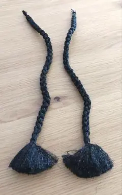 羽織紐 黒 編み込み