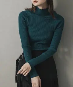 URBAN RESEARCH ストレッチリブハイネックセーター グリーン