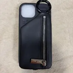 ブラックジッパーポケット付きiPhone14ケース