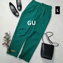 2130ꕤジーユー GU スラックス テーパードパンツ【L】グリーン オフィス