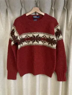 Polo by Ralph Lauren ハンドニットセーター M 赤